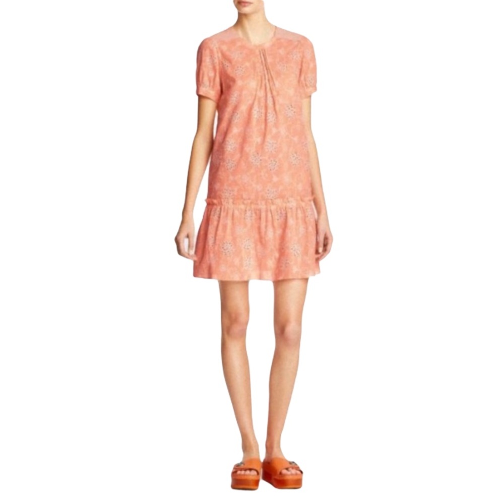 Coach Soft White Lace Round Neck Dress